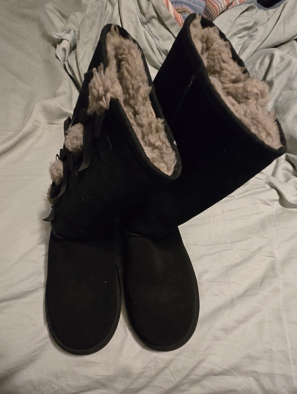 Koolaburra Black Faux Suede Shearling-Lined Winter Boots